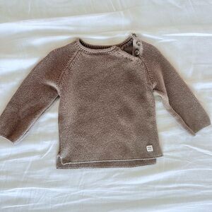 Zara Tan Knit Baby Sweater with Button Accents
